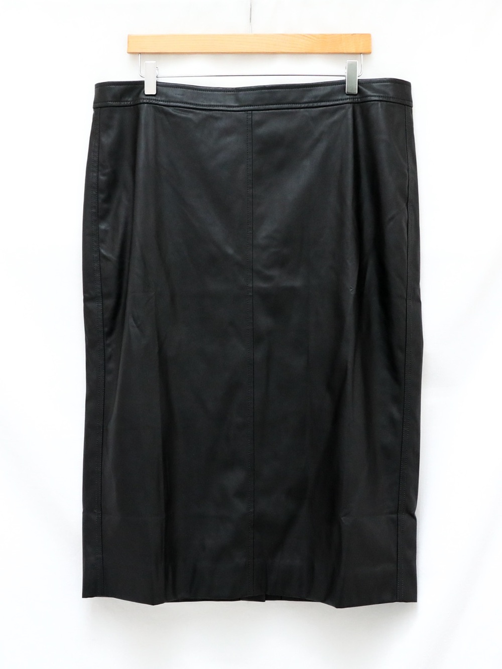 J Crew black faux leather skirt pencil straight high waist US 16 classy business